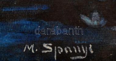 Spányi jelzéssel: Éjszaki pecázó. Akvarell, papír, 43×35 cm