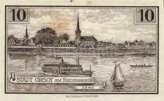 Német Birodalom/Weimari Köztársaság/ Orsoy 1921.  10Pf + 25Pf +  50Pf + 1M 4klf db, teljes sor T:I