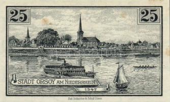 Német Birodalom/Weimari Köztársaság/ Orsoy 1921.  10Pf + 25Pf +  50Pf + 1M 4klf db, teljes sor T:I