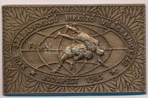 1985. XXIII. Szabadfogású Birkózó Világbajnokság Budapest Br plakett (102mmx63mm) T:2
