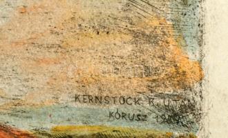 Kernstok Károly (1873-1940)-Prihoda István (1891-1956): Beszélgetők. Színezett rézkarc, papír, jelze...