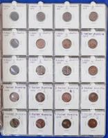 80db-os vegyes magyar és osztrák fémpénz tétel "Kronen" albumban, benne sok Heller érmével...