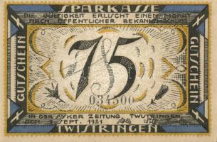 Német Birodalom/Weimari Köztársaság/ Twistringen 1921. 25Pf + 50Pf + 75Pf 3klf db, teljes sor T:I