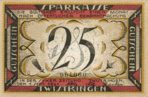 Német Birodalom/Weimari Köztársaság/ Twistringen 1921. 25Pf + 50Pf + 75Pf 3klf db, teljes sor T:I