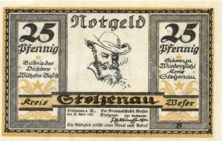 Német Birodalom/Weimari Köztársaság/ Stolzenau 1921. 25Pf + 50Pf(2x) + 75Pf(2X) 5klf db, teljes sor ...