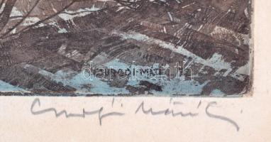 Csurgói Máté Lajos (1931-2001): Somogy megyei hangulat. Színezett rézkarc, papír-karton, jelzett, 27...