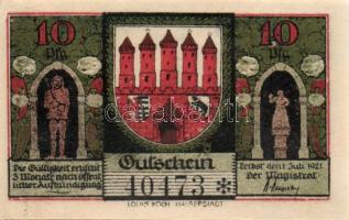 Német Birodalom/Weimari Köztársaság/ Zerbst 1921. 10Pf + 25Pf + 50Pf (6x) + 100Pf 9klf db, teljes sor T:I