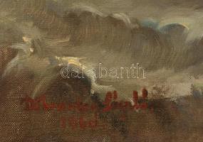 Döbrentey László (?-?): Balatoni horgászok. Olaj, vászon, 41×55 cm