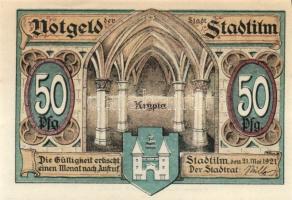 Német Birodalom/Weimari Köztársaság/ Stadtilm 1921. 5Pf + 10Pf + 50Pf (5x) 7klf db, teljes sor T:I