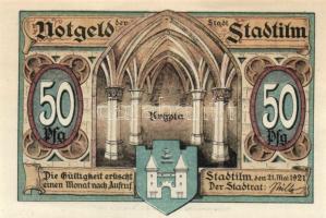 Német Birodalom/Weimari Köztársaság/ Stadtilm 1921. 5Pf + 10Pf + 50Pf (5x) 7klf db, teljes sor T:I