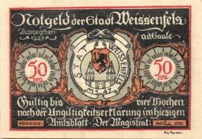 Német Birodalom/Weimari Köztársaság/ Weissenfels 1921. 50Pf (6x) 6klf db, teljes sor T:I