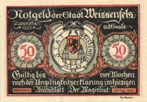 Német Birodalom/Weimari Köztársaság/ Weissenfels 1921. 50Pf (6x) 6klf db, teljes sor T:I