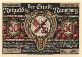 Német Birodalom/Weimari Köztársaság/ Naumburg 1920. 50Pf (12x) 12klf db, teljes sor T:I