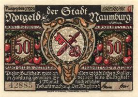 Német Birodalom/Weimari Köztársaság/ Naumburg 1920. 50Pf (12x) 12klf db, teljes sor T:I