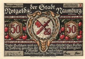 Német Birodalom/Weimari Köztársaság/ Naumburg 1920. 50Pf (12x) 12klf db, teljes sor T:I