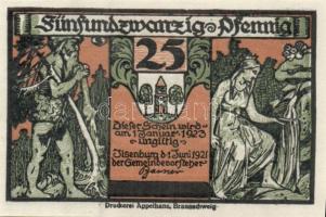 Német Birodalom/Weimari Köztársaság/ Ilsenburg 1921. 10Pf (2x) + 25Pf (2x) + 50Pf (2x)6klf db, telje...