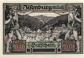 Német Birodalom/Weimari Köztársaság/ Ilsenburg 1921. 10Pf (2x) + 25Pf (2x) + 50Pf (2x)6klf db, telje...