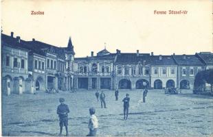 1912 Zsolna, Zilina; Ferenc József tér, Melczer üzlete. Glasel S. kiadása 933 / square, shops (EK)