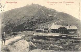 1908 Krkonose, Riesengebirge; Schneekoppe, Riesenbaude / Przelecz pod Sniezka, Obrí bouda, hotel