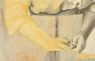 Nádas Alexandra (1974-): Lét-szeletek I. Vegyes technika, farost, jelzett, 90×35 cm