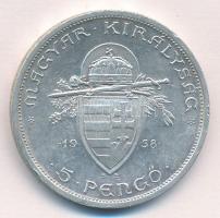 1938. 5P Ag "Szent István" T:1- Adamo P8.1