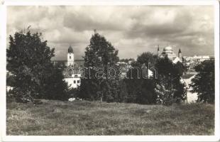Losonc, Lucenec; látkép a zsinagógával / Celkovy pohlad, Synagóga / general view with synagogue + 1938 Losonc visszatért So. Stpl.