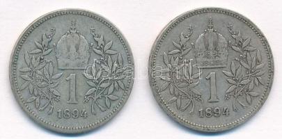 Ausztria 1894. 1K Ag "Ferenc József" (2x) T:2-
Austria 1894. 1 Corona Ag "Franz Jose...