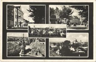 Losonc, Lucenec; mozaiklap zsinagógával / multi-view postcard with synagogue + 1938 "Losonc visszatért" So. Stpl. (fl)