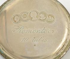 Ezüst(Ag) 7 db zsebóra, jelzettek, vegyes állapotban, d: 3,5 cm, bruttó: 193,6 g