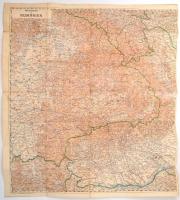 cca 1914-1918 Übersichtskarte des rumänischen Kriegsschauplatzes, 1: 750.000, Wien, R. Lechner, (K.u.k. Militärgeographischen Institutes-ny.), hajtásnyomokkal, a hajtás mentén szakadt, bejelöléssel, 82x110 cm