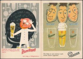 2 db Pilsner Urquell humoros sör reklámlap / 2 Czech Plzen beer advertisement postcards