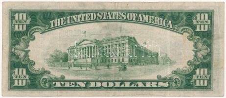 Amerikai Egyesült Államok 1934-1945. (1934A) 10$ "Silver Certificate - kisméretű", sárga p...