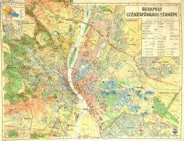 cca 1931 Budapest székesfőváros térképe, 1:25.000, M. Kir. Állami Térképészeti Intézet, hajtásnyomokkal, 69×89 cm