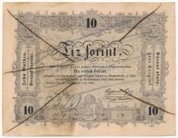 1848. 10Ft Kossuth bankó elrontott kézi sorszámozás miatt áthúzásokkal érvénytelenített bankjegy, hátoldalon fordított alapnyomat T:I,I- fo. Adamo G111h