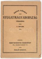 1921 Dufka Károly: Nyugat-Magyarország térképe, 1:300.000, Bp., Kartográfia, a Trianoni határokkal, ...