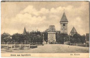 1919 Szentágota, Agnetheln, Agnita; Ev. Kirche / Evangélikus templom / Lutheran church (Rb)