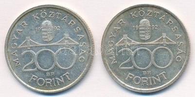 1992. 200Ft Ag "MNB" (2x) T:1- kis patina Adamo: F13