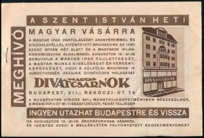 1929 Magyar Divatcsarnok boríték és Szent István heti reklám prospektus, benne az áruházbelső fekete-fehér fotóival, 4 sztl. lev.
