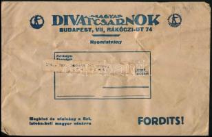 1929 Magyar Divatcsarnok boríték és Szent István heti reklám prospektus, benne az áruházbelső fekete...