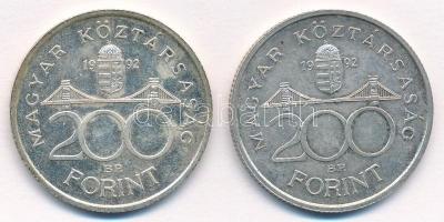 1992. 200Ft Ag "MNB" (2x) T:1- patina Adamo: F13