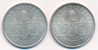 1993. 200Ft Ag "MNB" (2x) T:1- Adamo F13