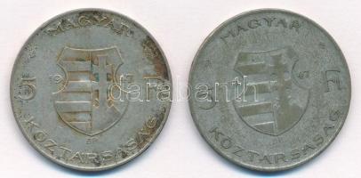 1947. 5Ft Ag "Kossuth" (2x) T:2-,3 patina Adamo F8.1