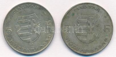 1947. 5Ft Ag "Kossuth" (2x) T:2- patina Adamo F8.1