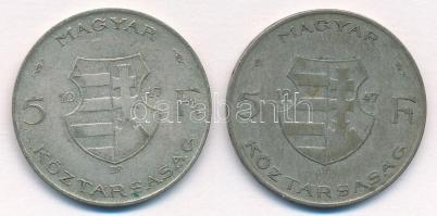 1947. 5Ft Ag "Kossuth" (2x) T:2-,3 patina Adamo F8.1