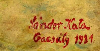 Sándor Katalin (?-?): Hógolyózó. Olaj, karton, keretben, 34,5×24,5 cm