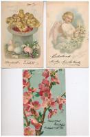 4 db régi litho üdvözlő motívum képeslap / 4 pre-1901 Emb. litho art motive greeting postcards