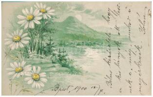 4 db régi litho üdvözlő motívum képeslap / 4 pre-1901 Emb. litho art motive greeting postcards