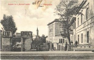 1909 Veszprém, Színház és a Korona szálló. Krausz Ármin kiadása
