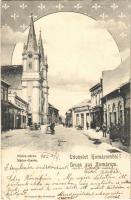 1902 Komárom, Komárnó; Nádor utca, üzletek.Freisinger Mór kiadása / street, shops. Art Nouveau (EK)