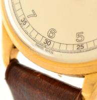 Arany (Au) 18K Omega 30T2 karóra, jelzett, mechanikus, restaurált számlappal, bőr szíjjal, működik, ...